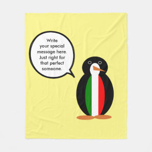 Italian Talking Ms Penguin Personalized Fleece Blanket