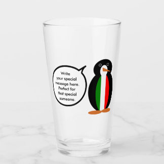 Italian Talking Ms Penguin Personalized Glass