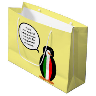 Italian Talking Ms Penguin Personalized Large Gift Bag