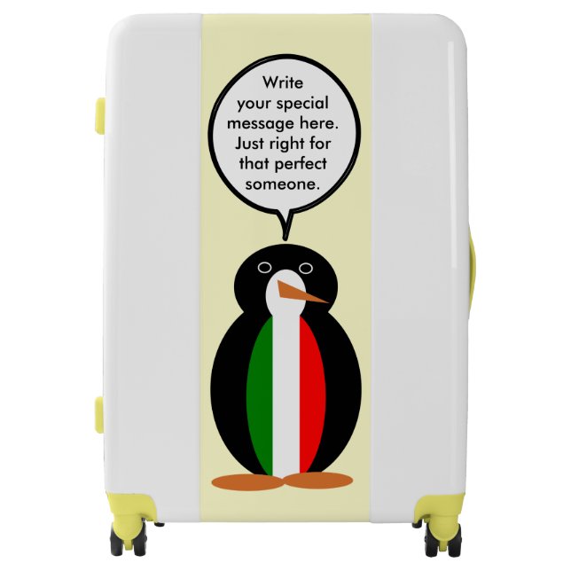 Italian Talking Ms Penguin Personalized  Luggage (Front)