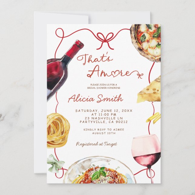 Italian That's Amore Bridal Shower Invitation (Front)