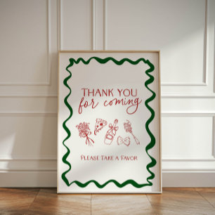 Italian That's Amore Bridal Thank You for Coming Pedestal Sign