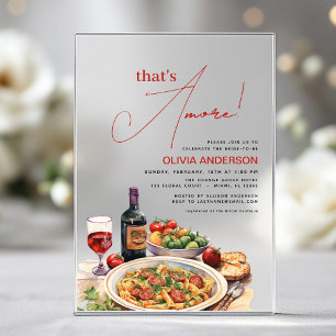 Italian That's Amore! Watercolor Bridal Shower Acrylic Invitations