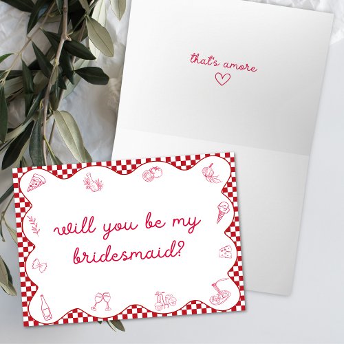 Italian Thats Amore Wavy Bridesmaid Proposal  Card