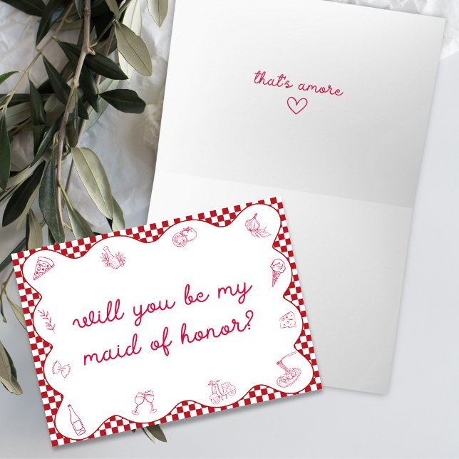 Italian That's Amore Wavy Maid of Honor Proposal  Card (Creator Uploaded)