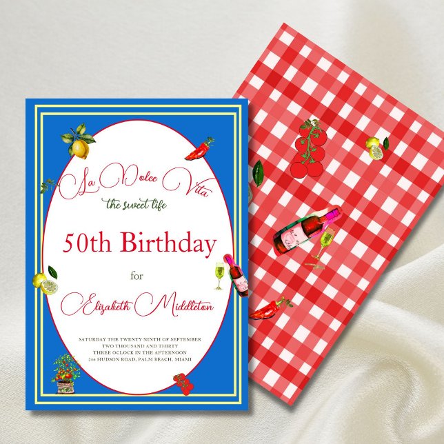 Italian Theme 50th Birthday Invitation  (Creator Uploaded)