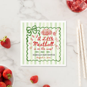 Italian Theme Baby Shower Green Bow Napkins