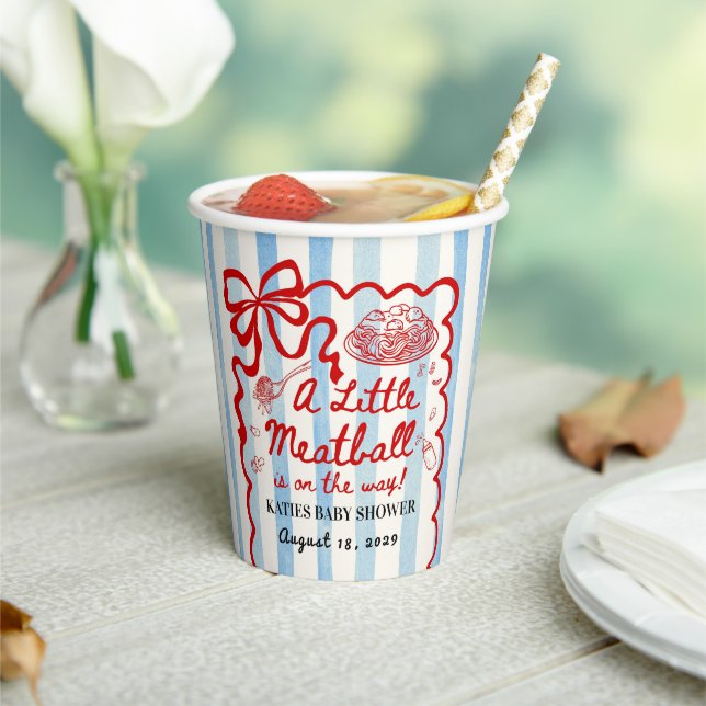 Italian Theme Baby Shower Red Bow Paper Cups (Insitu)