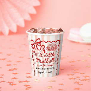 Italian Theme Baby Shower Red Bow Paper Cups