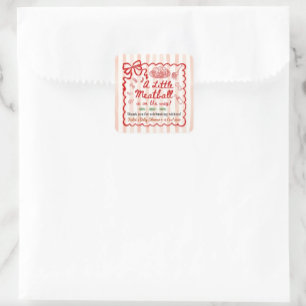 Italian Theme Baby Shower Red Bow Small Square Sticker