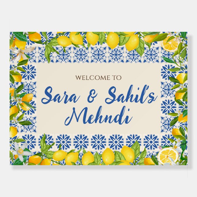 Italian theme Mehendi welcome sign Tuscany Mehndi (Front)