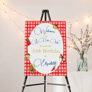 Italian Theme Red Blue Pattern Lemon Welcome Foam Board