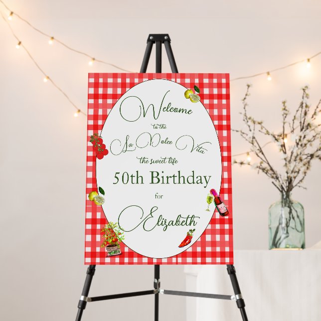 Italian Theme Red Pattern Lemon Welcome Foam Board (In Situ (Stand))