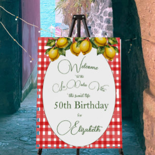 Italian Theme Red White Pattern Lemon Welcome Foam Board