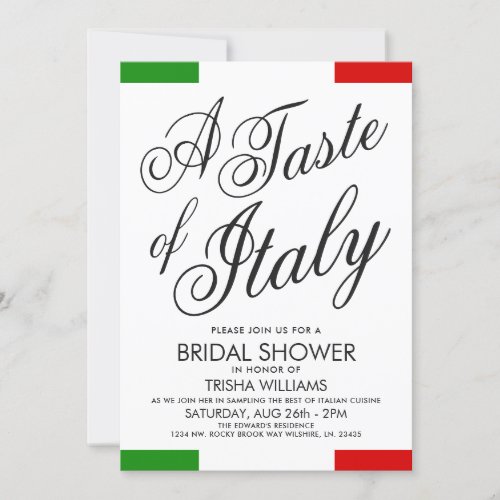 Italian Themed Dinner  Bridal Shower Invite