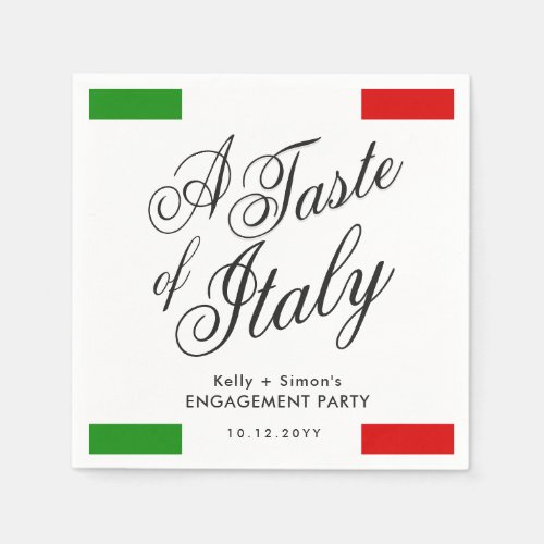 Italian Themed Dinner  Engagement Party Napkins