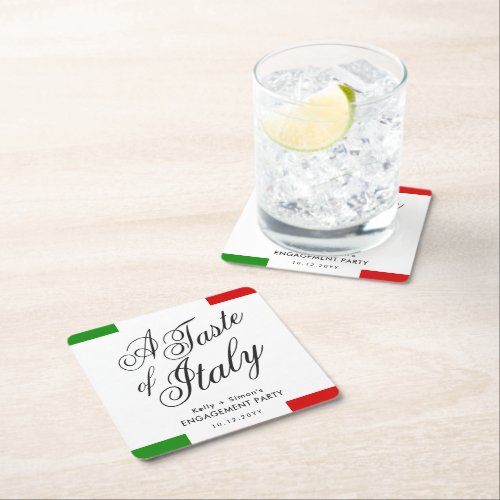 Italian Themed Dinner  Engagement Party Square Paper Coaster