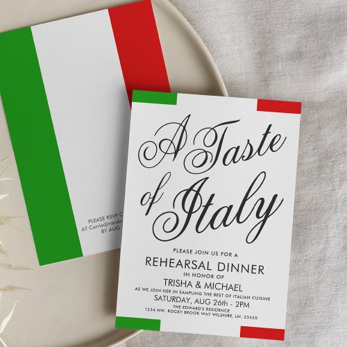 Italian Themed Dinner  Rehearsal Dinner Invite