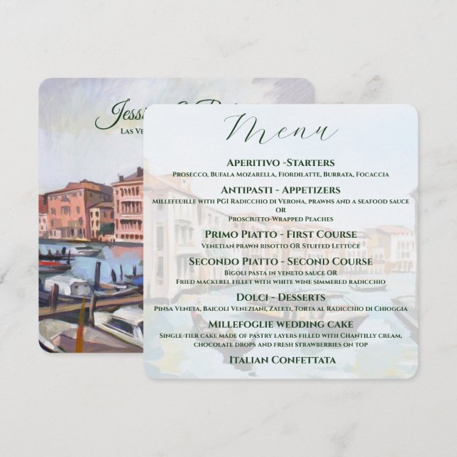Italian Themed - Venetian Wedding Menu (Front/Back)