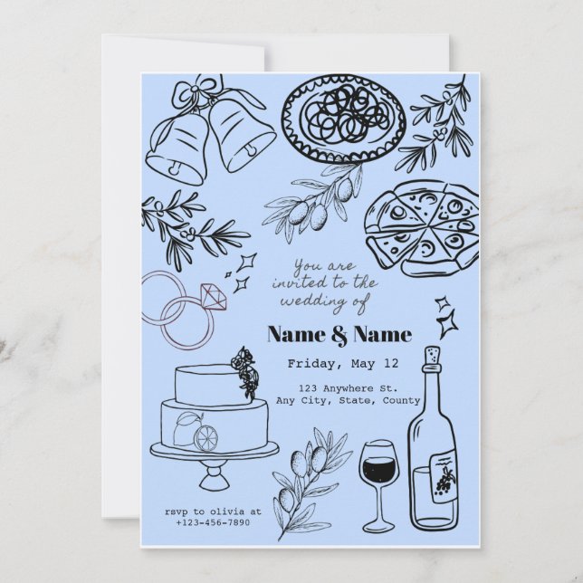 Italian Themed Wedding Invitation (Front)