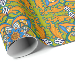 Italian tile design wrapping paper