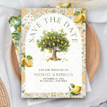 Italian Tile Lemon Tree Arch QR Code Photo Wedding Save The Date<br><div class="desc">Amaze your guests with this elegant Save the Date featuring a beautiful lemon tree against a mediterranean tiles background with QR Code at the back of the card. Simply add your event details on this easy-to-use template and adorn this card with your favorite photo to make it a one-of-a-kind Save...</div>