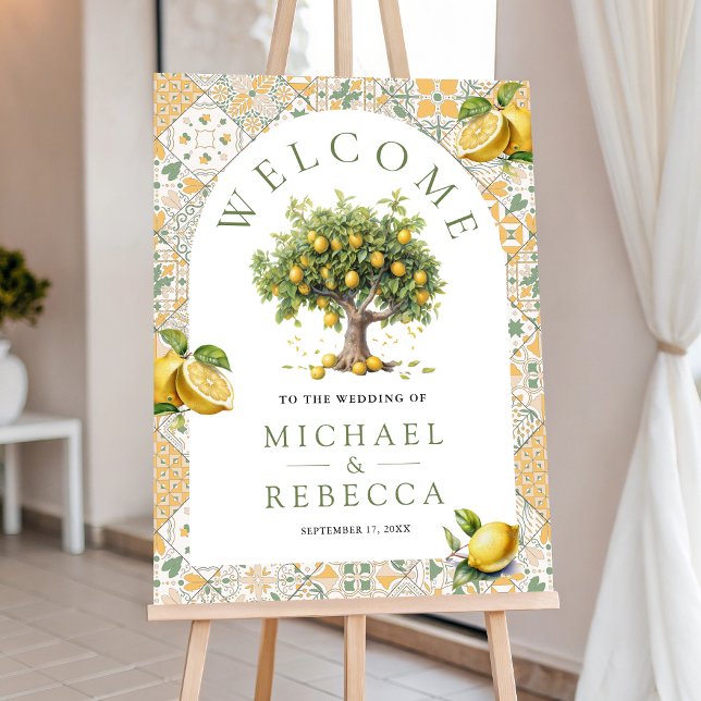 Italian Tile Lemon Tree Arch Wedding Welcome Sign (Creator Uploaded)