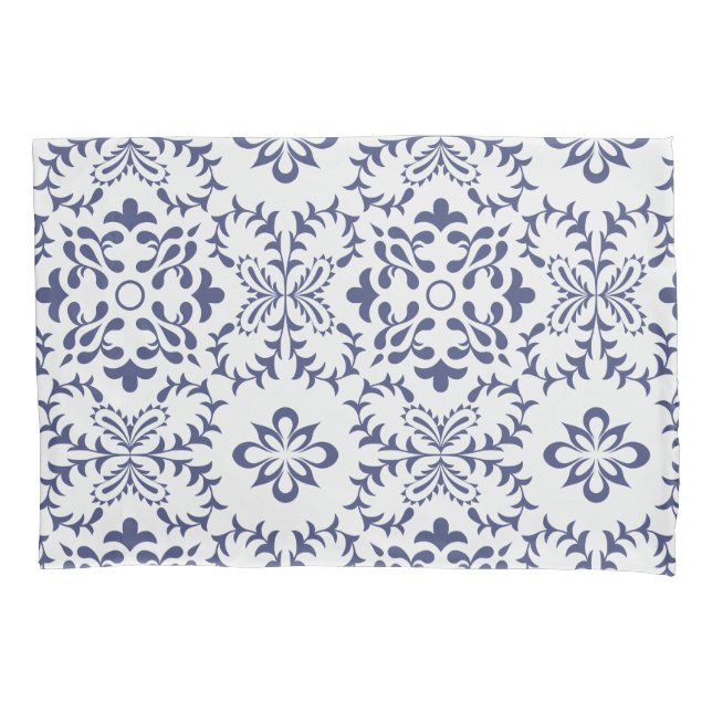 Italian tile Mediterranean pattern white and blue Pillow Case (Front)