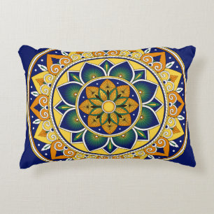 Italian Tile Pattern – Peacock motifs majolica Accent Pillow