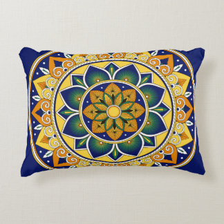 Italian Tile Pattern – Peacock motifs majolica Accent Pillow