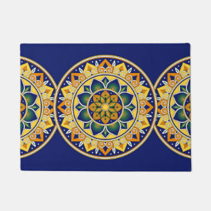 Italian Tile Pattern – Peacock motifs majolica Doormat