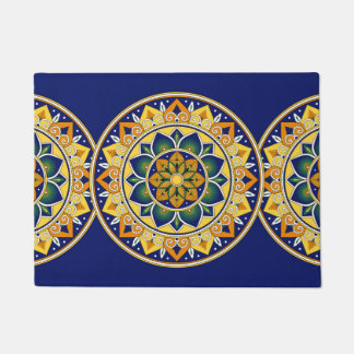 Italian Tile Pattern – Peacock motifs majolica Doormat