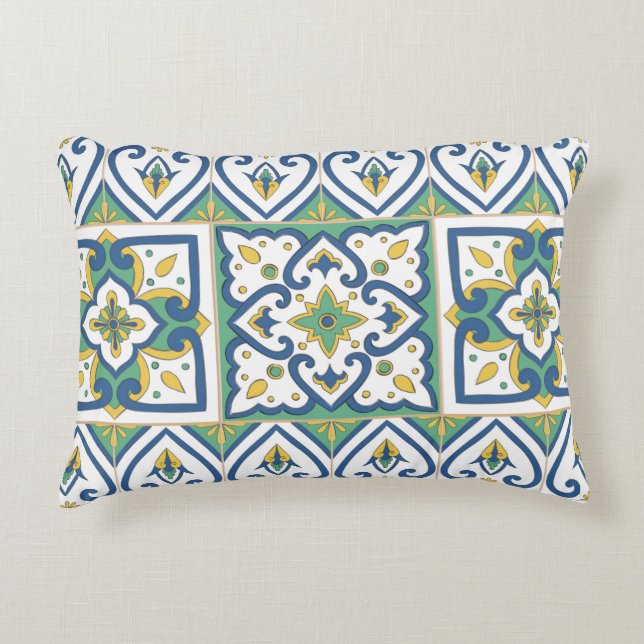 Italian Tile Pattern – Sicilian ceramic Accent Pillow (Front)