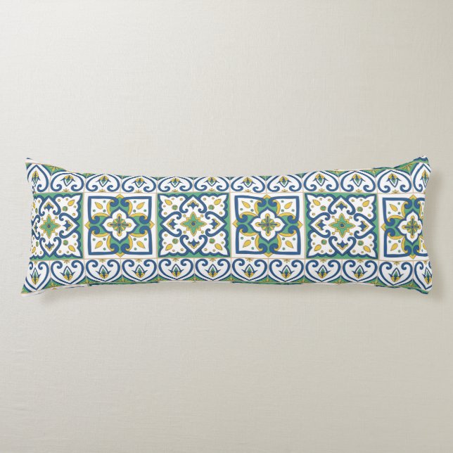 Italian Tile Pattern – Sicilian ceramic Body Pillow (Front)