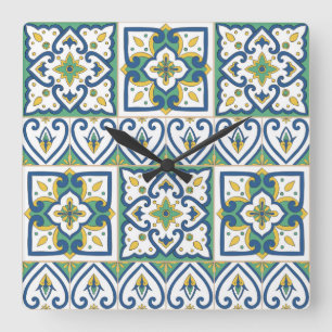 Italian Tile Pattern – Sicilian ceramic Square Wall Clock