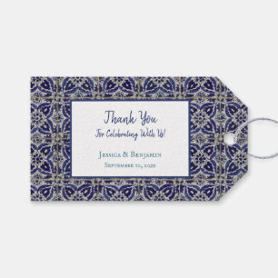 Italian Tiles Azulejo Blue White Geometric Wedding Gift Tags