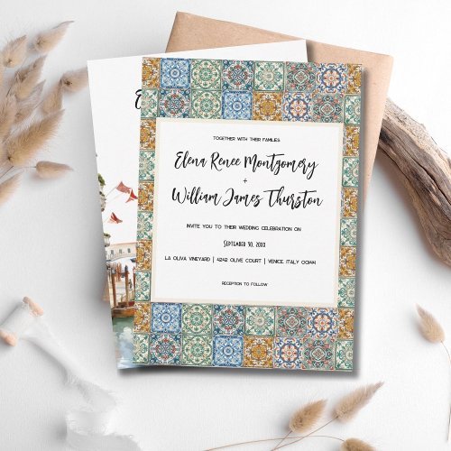 Italian Tiles Destination Wedding Invitation