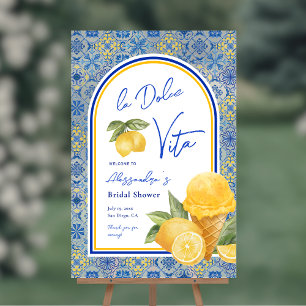 Italian Tiles La Dolce Vita Summer Bridal Shower Acrylic Sign