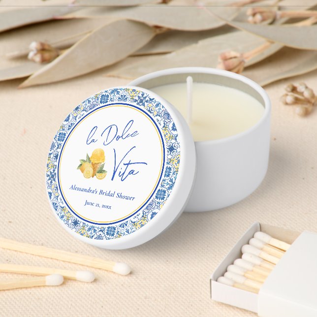 Italian Tiles La Dolce Vita Summer Bridal Shower Mini Candle Favors (Insitu)