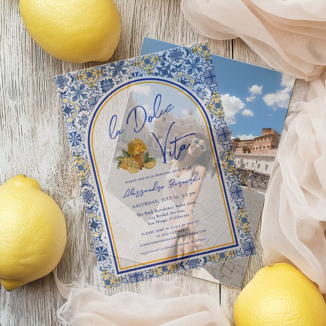 Italian Tiles La Dolce Vita Summer Bridal Shower Vellum Invitations (Creator Uploaded)