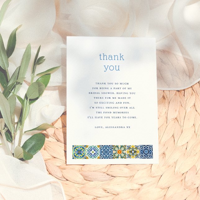 Italian Tiles | Lemon Bridal Shower Thank You Card (Creator Uploaded)