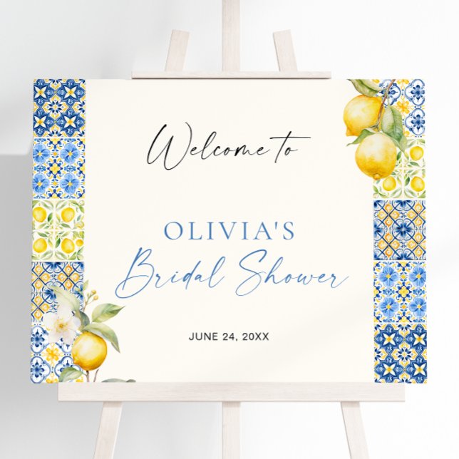 Italian Tiles Lemon Bridal Shower Welcome Foam Board (Creator Uploaded)