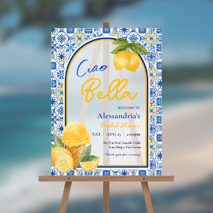 Italian Tiles Lemon Ciao Bella Bridal Shower Acrylic Sign