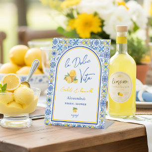 Italian Tiles Lemon La Dolce Vita Bridal Shower Pedestal Sign