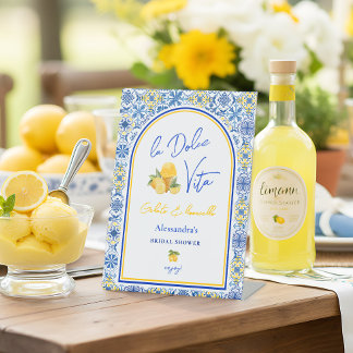 Italian Tiles Lemon La Dolce Vita Bridal Shower Pedestal Sign