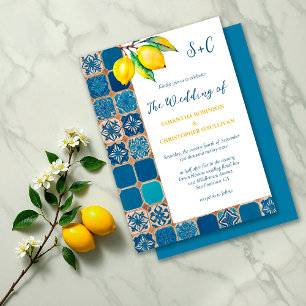 Italian Tiles Lemon Mediterranean Wedding Invitation