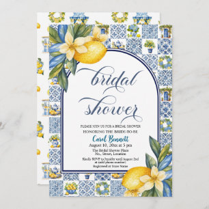 Italian Tiles Lemon Theme Summer Bridal Shower Invitation