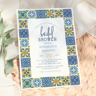 Italian Tiles Lemon Theme Summer Bridal Shower Invitation