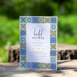 Italian Tiles   Lemon Theme Summer Bridal Shower Invitation