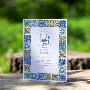 Italian Tiles | Lemon Theme Summer Bridal Shower Invitation by Cali_Graphics at Zazzle